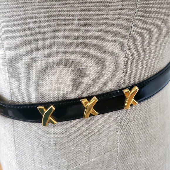 RARE Paloma Picasso XXX Gold Hardware Leather Vintage Belt 80s S fits: 26\